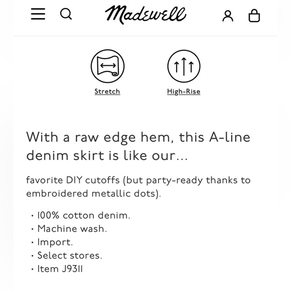 Madewell Rigid Denim A-Line Mini Skirt: Metallic Dots Edition - Picture 6 of 7